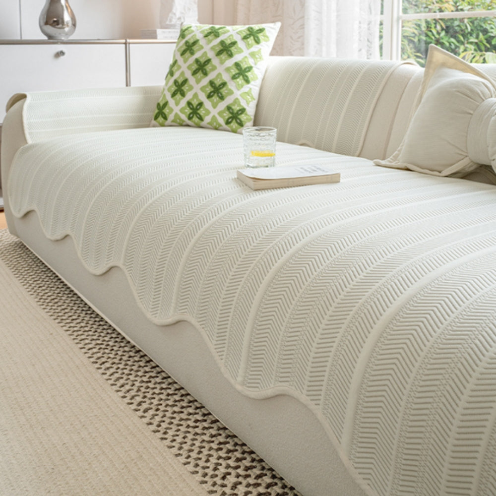 Aurivelle Haringbone Scallop Edge Sofa Cover