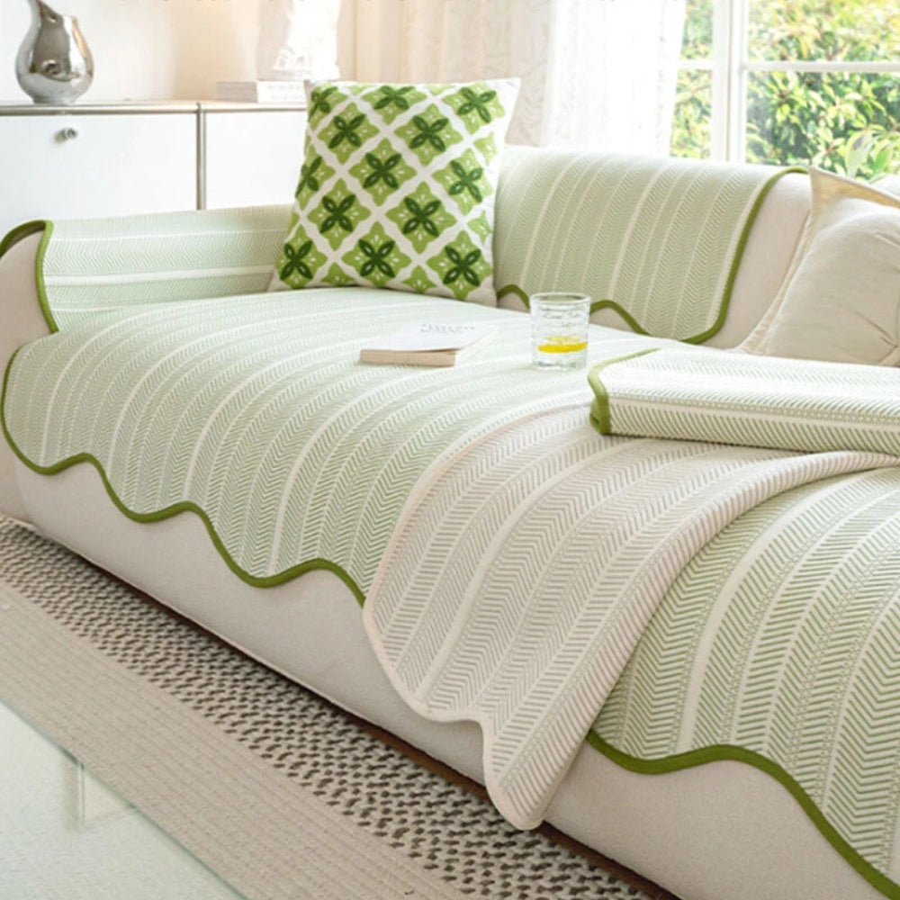 Aurivelle Haringbone Scallop Edge Sofa Cover