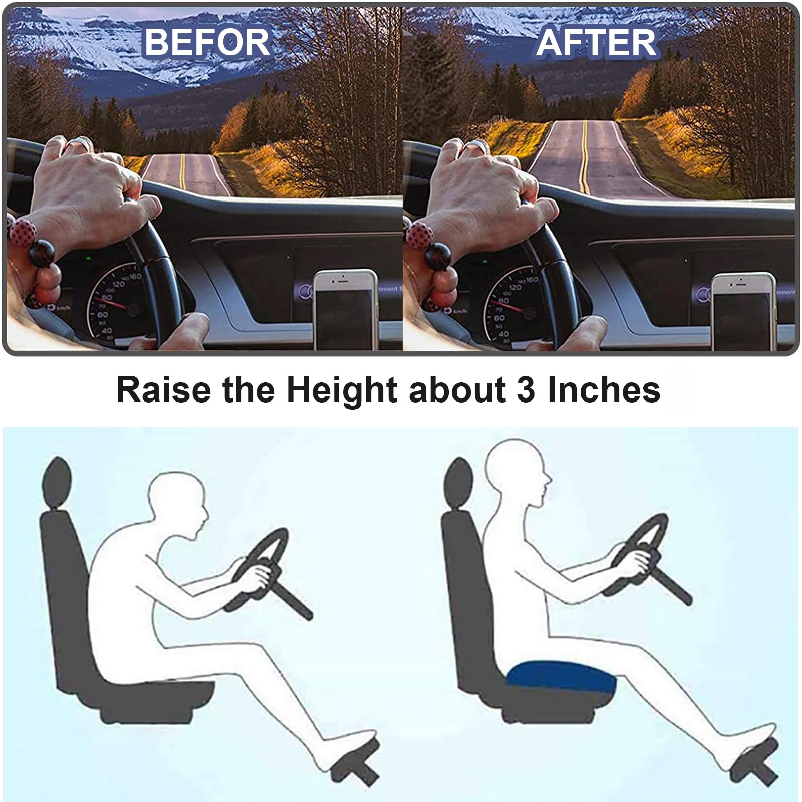 Auto Zitkussen | Ergonomische Steun van Geheugenschuim | Antislip Onderkant | SeatNova