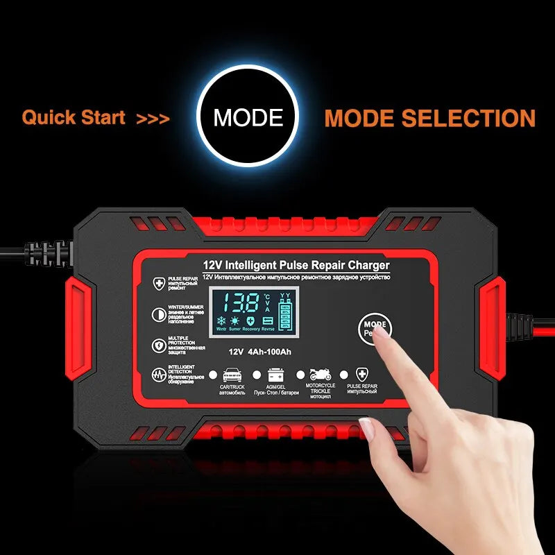 Skanto | 12V 6A Slimme Auto Acculader | Puls Reparatie, LCD Scherm & Snelladen voor AGM, Gel & Loodzuuraccu's