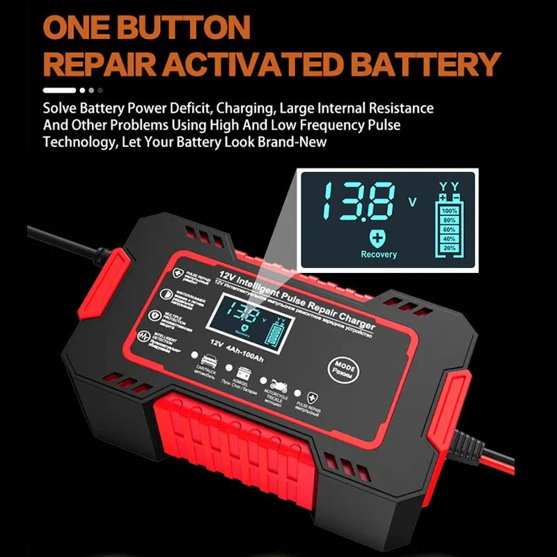 Skanto | 12V 6A Slimme Auto Acculader | Puls Reparatie, LCD Scherm & Snelladen voor AGM, Gel & Loodzuuraccu's