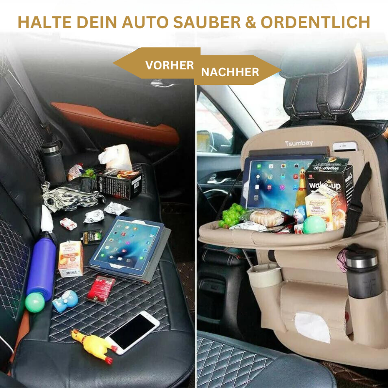 Rugleuning-organizer met opklapbaar tafeltje