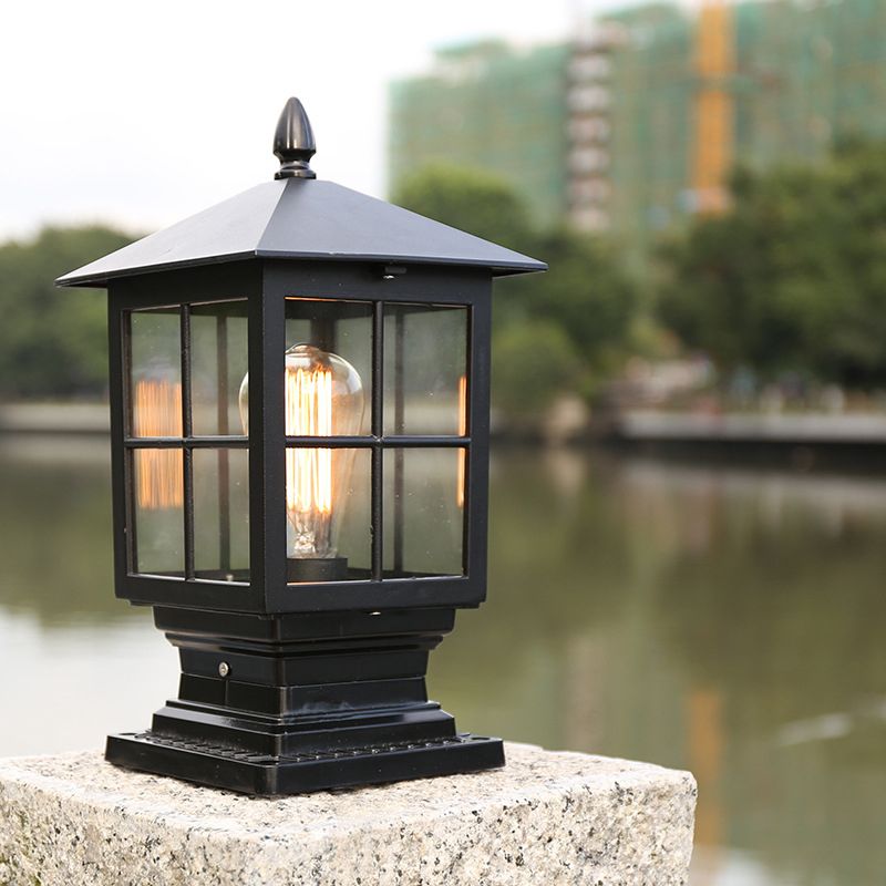 Etilo Moderne Metalen Glazen Lantaarn LED Buitenlicht Paal