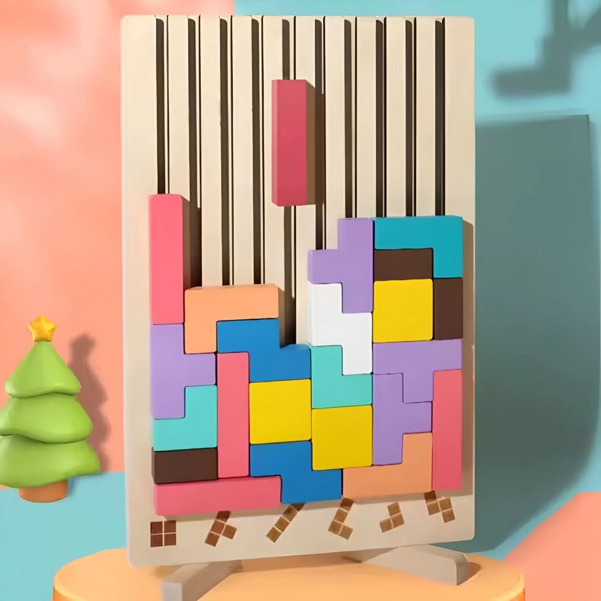 BRIQLEARN – Montessori Houten Tetris voor Creatief Stapelen en Logisch Denken