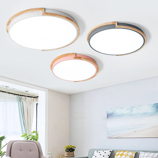 Nordic LED-Plafondlamp met Houten Frame