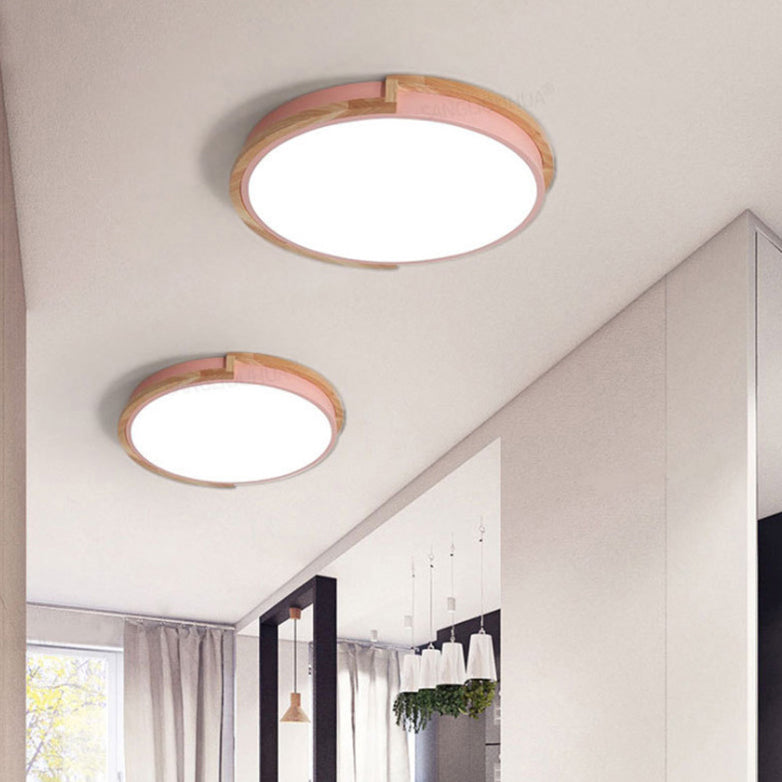 Nordic LED-Plafondlamp met Houten Frame