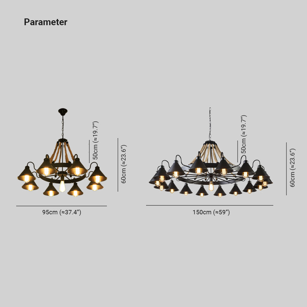 Epoch Vintage Industriële Touw Chandelier Woonkamer