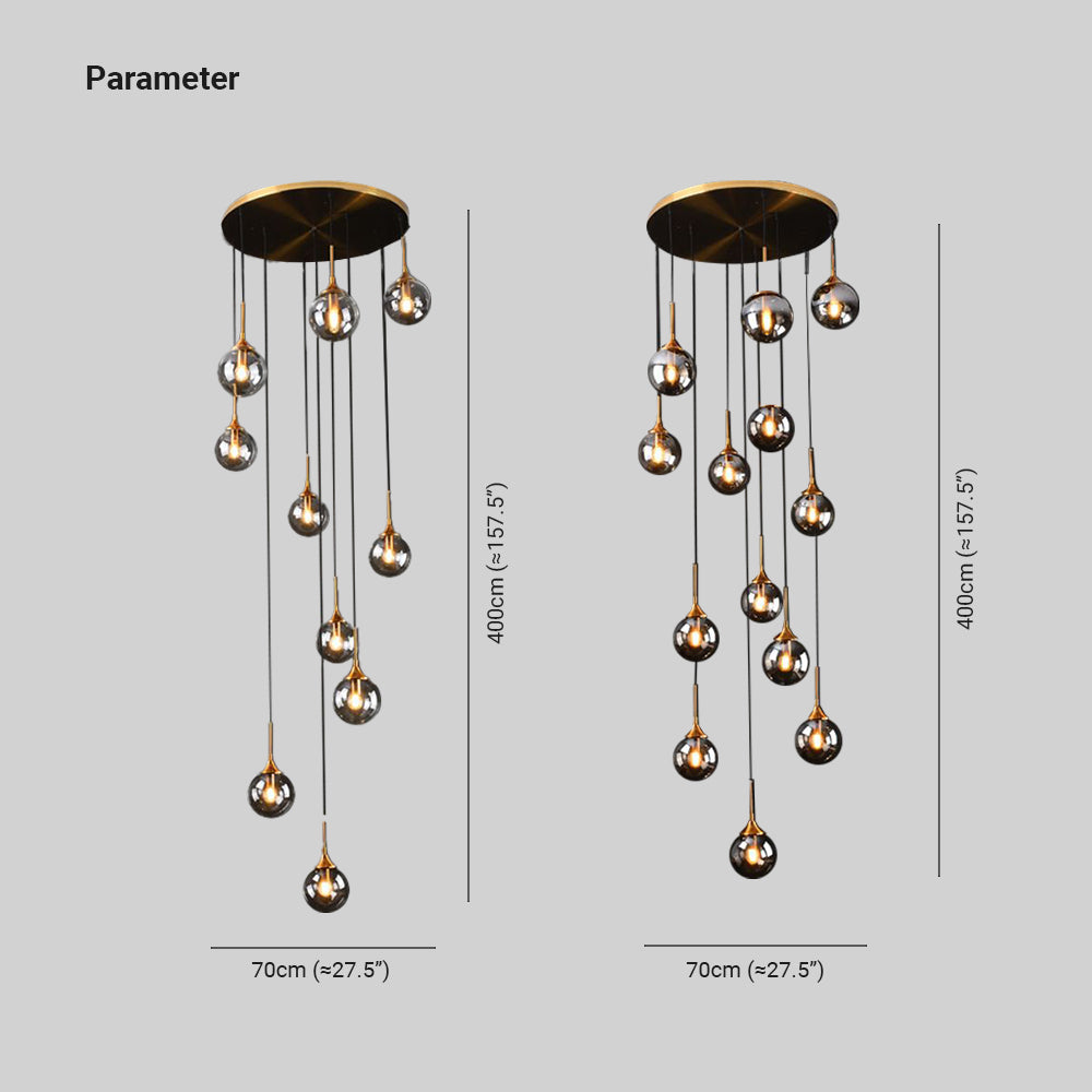 Valentina Moderne Spiraal Ballen Glas Trap Chandelier