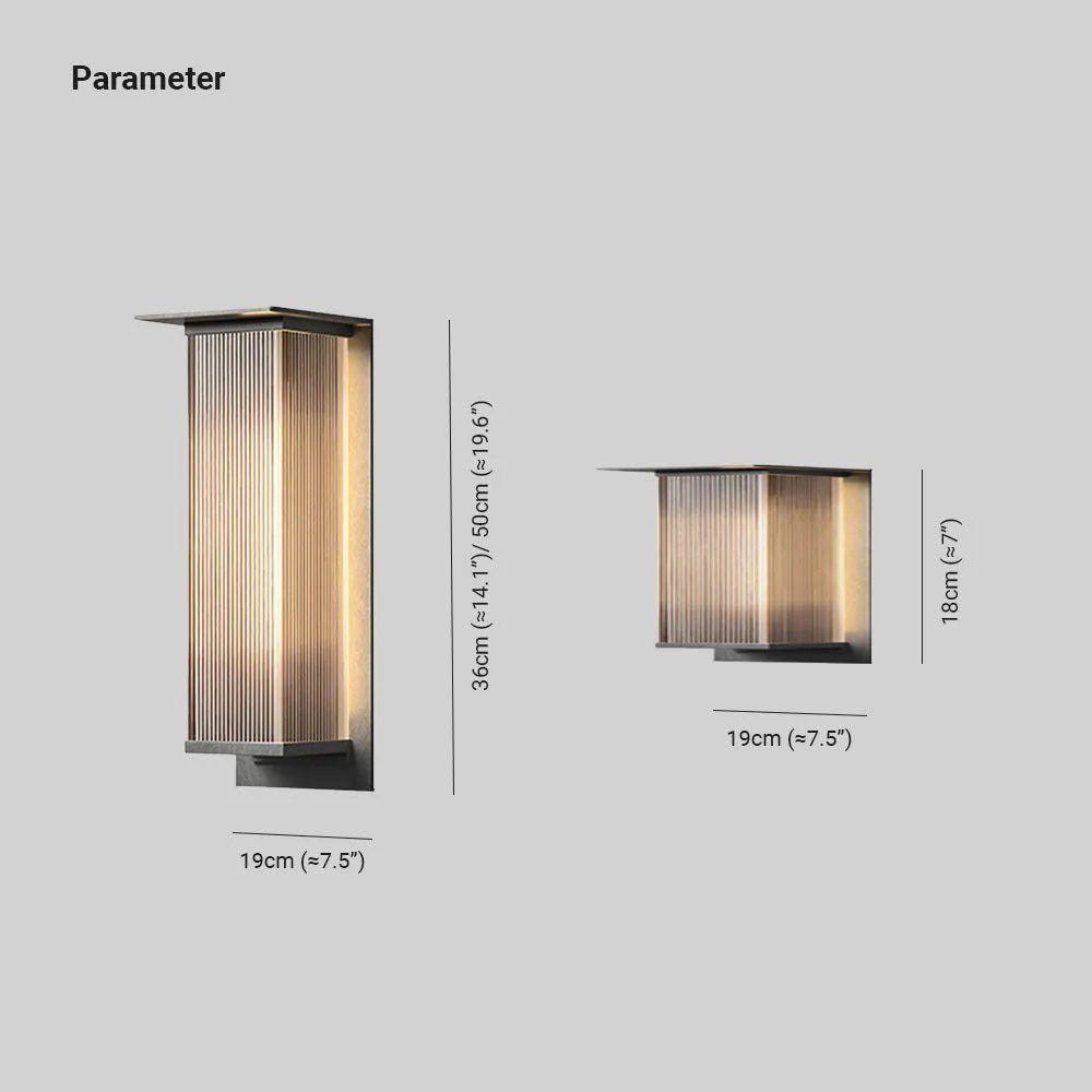 Ray Moderne Rechthoekige Metalen Buitenwandlamp, Zwart