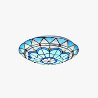 Tiffany Flush Mount Glazen Kleurrijke Plafondlamp, Slaapkamer