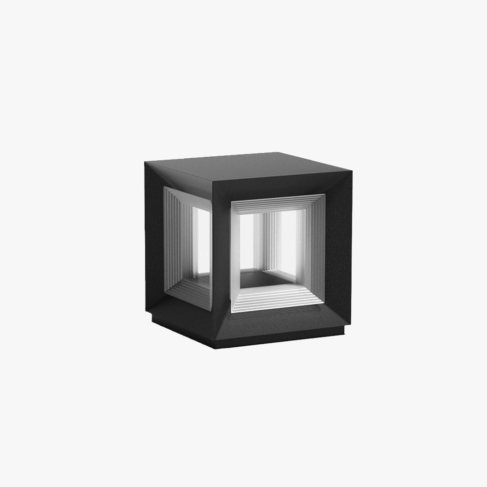 Ray Hedendaagse LED Cube Metalen Buitenlampen, Zwart