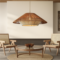 Bamboe geweven hanglamp met brede conische kap