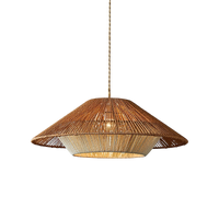 Bamboe geweven hanglamp met brede conische kap