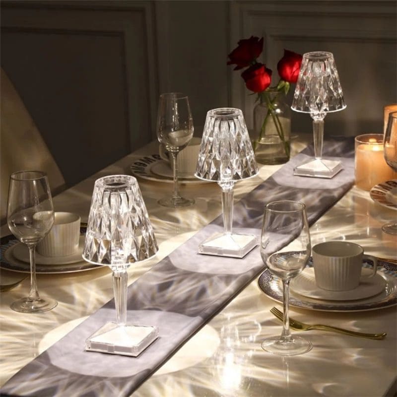 GlimmerLux - Tafel lamp van kristal met 3-niveaus aanraakdimmer