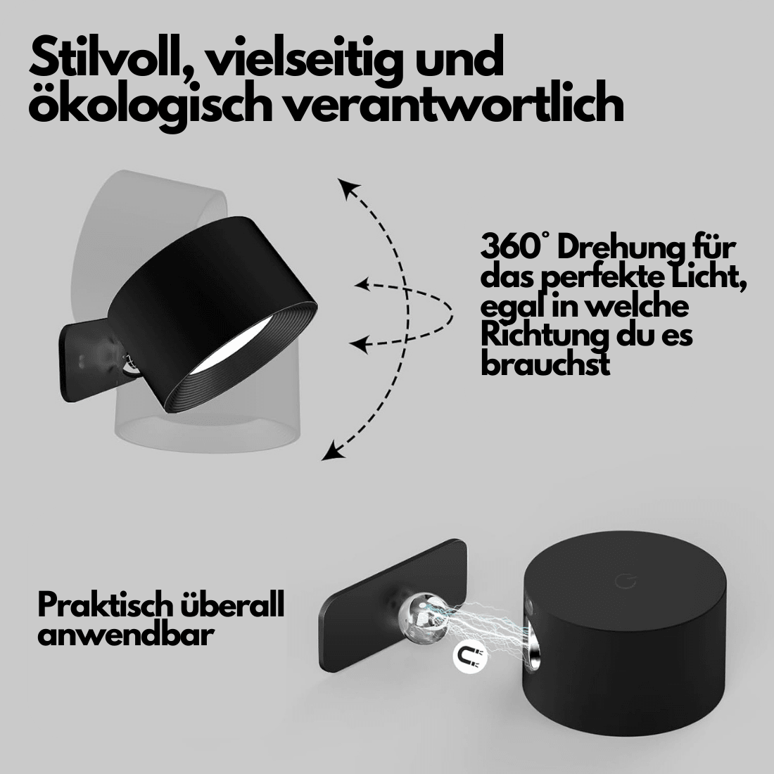 Draadloze Wandlamp – 360° Verstelbare en Oplaadbare LED-verlichting (USB)