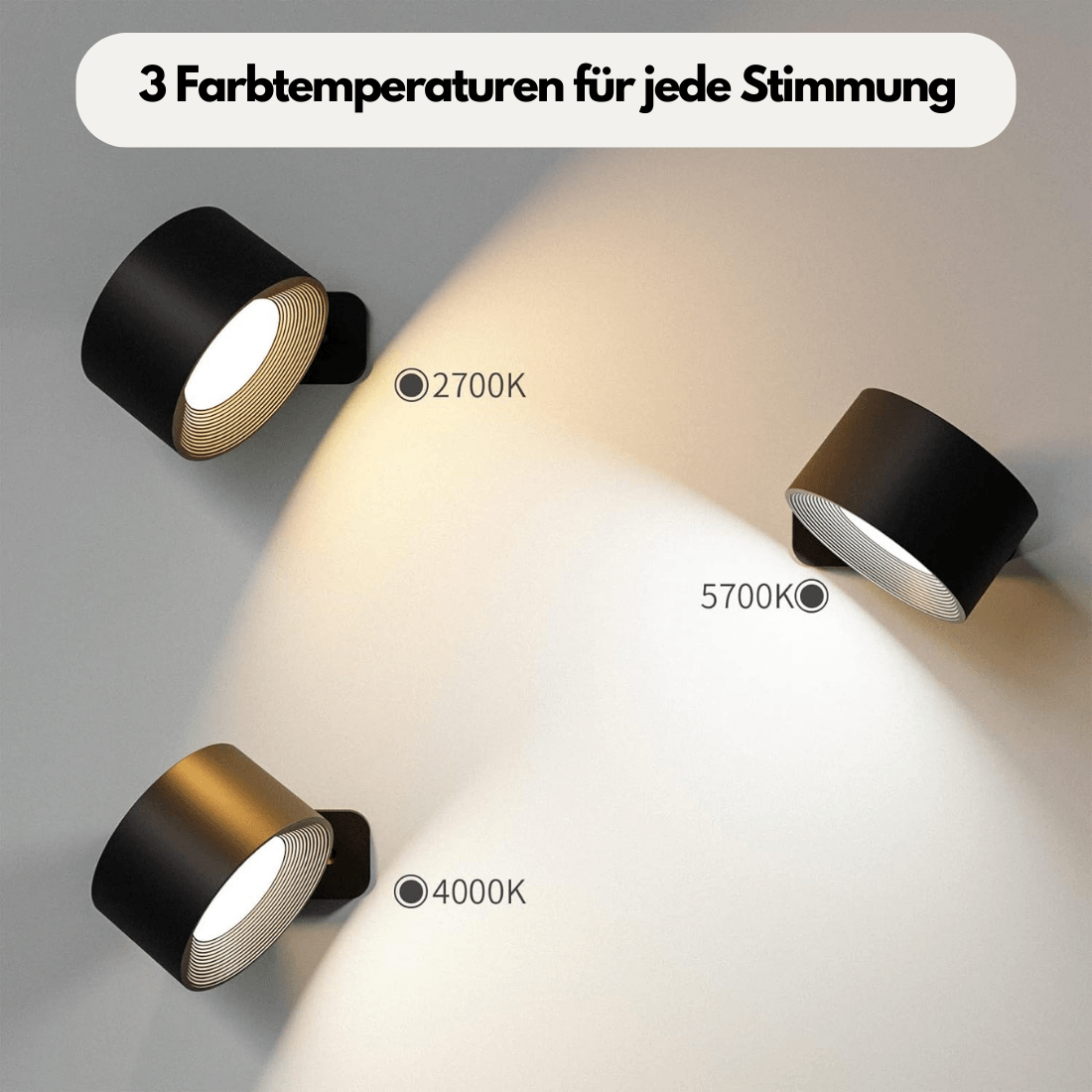 Draadloze Wandlamp – 360° Verstelbaar en Oplaadbaar LED-verlichting (USB)