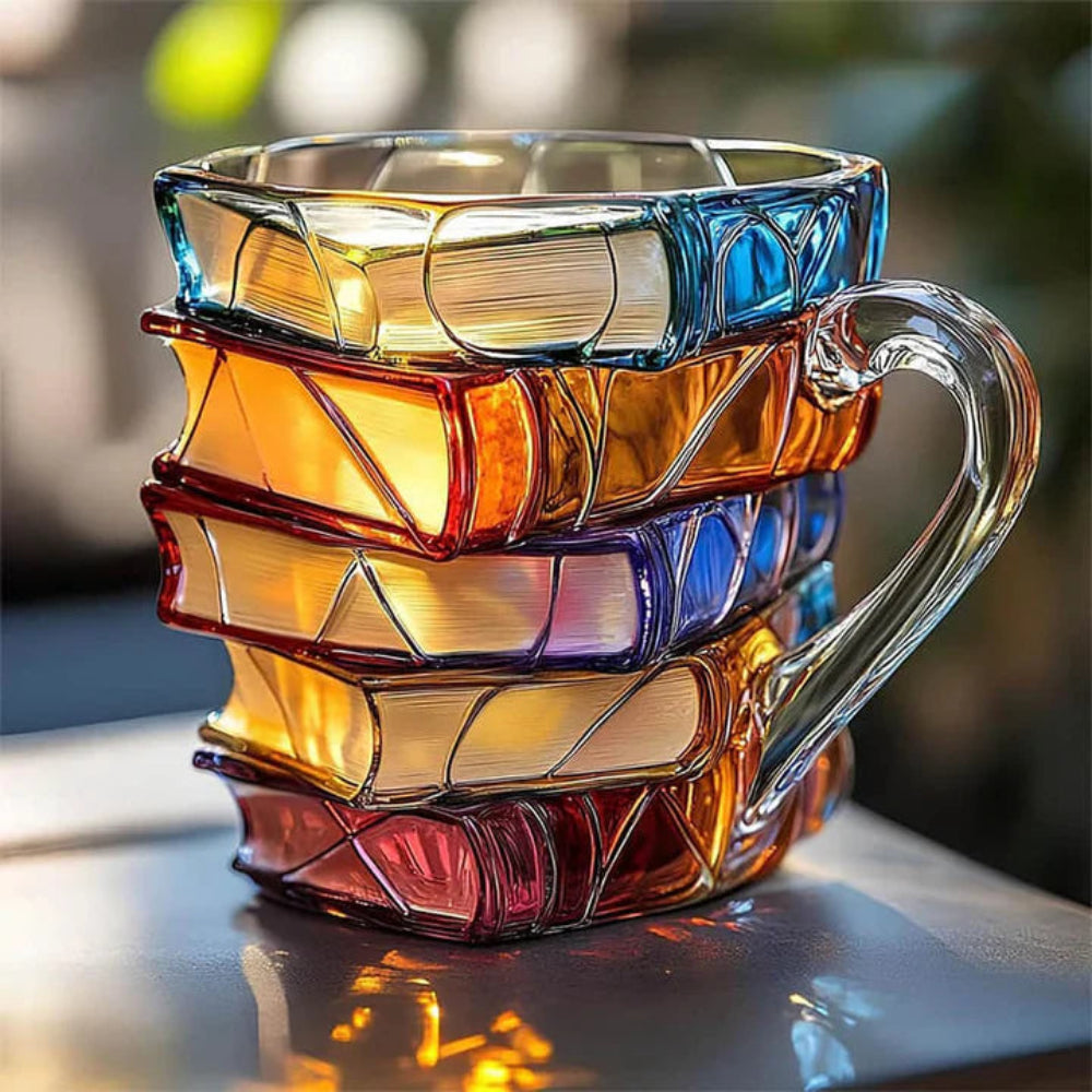 BiblioBrew | Glazen Koffiemok met Warmtebestendig Ontwerp voor Boekenliefhebbers