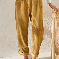 Corduroy broek met hoge taille | Losvallende corduroy broek voor dames, millenniumstijl