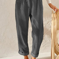 Corduroy broek met hoge taille | Losvallende corduroy broek voor dames, millenniumstijl