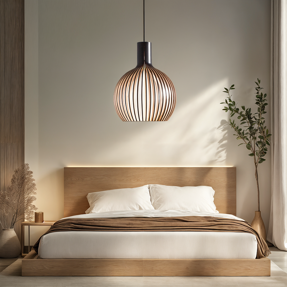 FjordLoom Rustieke Houten Kooi Hanglamp Verstelbare Kabel