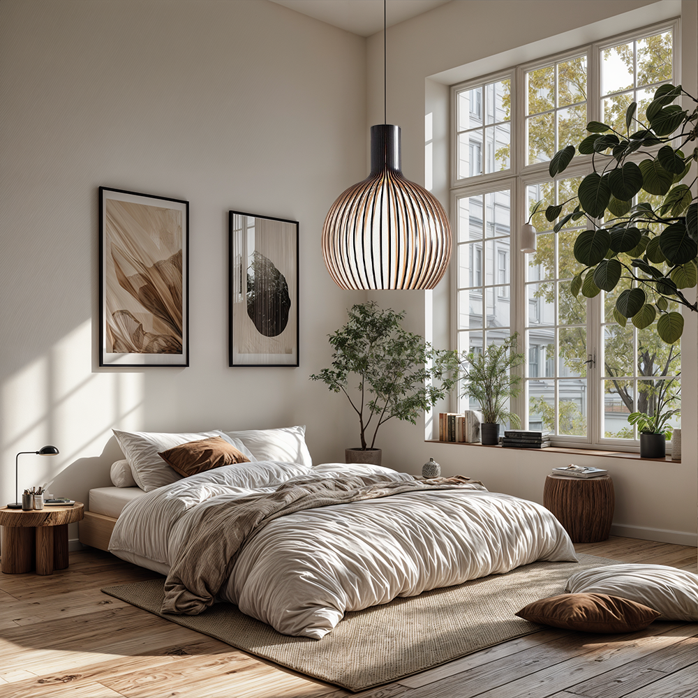 FjordLoom Rustieke Houten Kooi Hanglamp Verstelbare Kabel