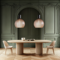 FjordLoom Rustieke Houten Kooi Hanglamp Verstelbare Kabel