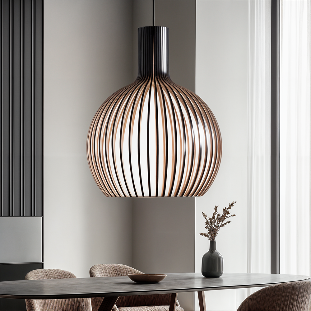 FjordLoom Rustieke Houten Kooi Hanglamp Verstelbare Kabel