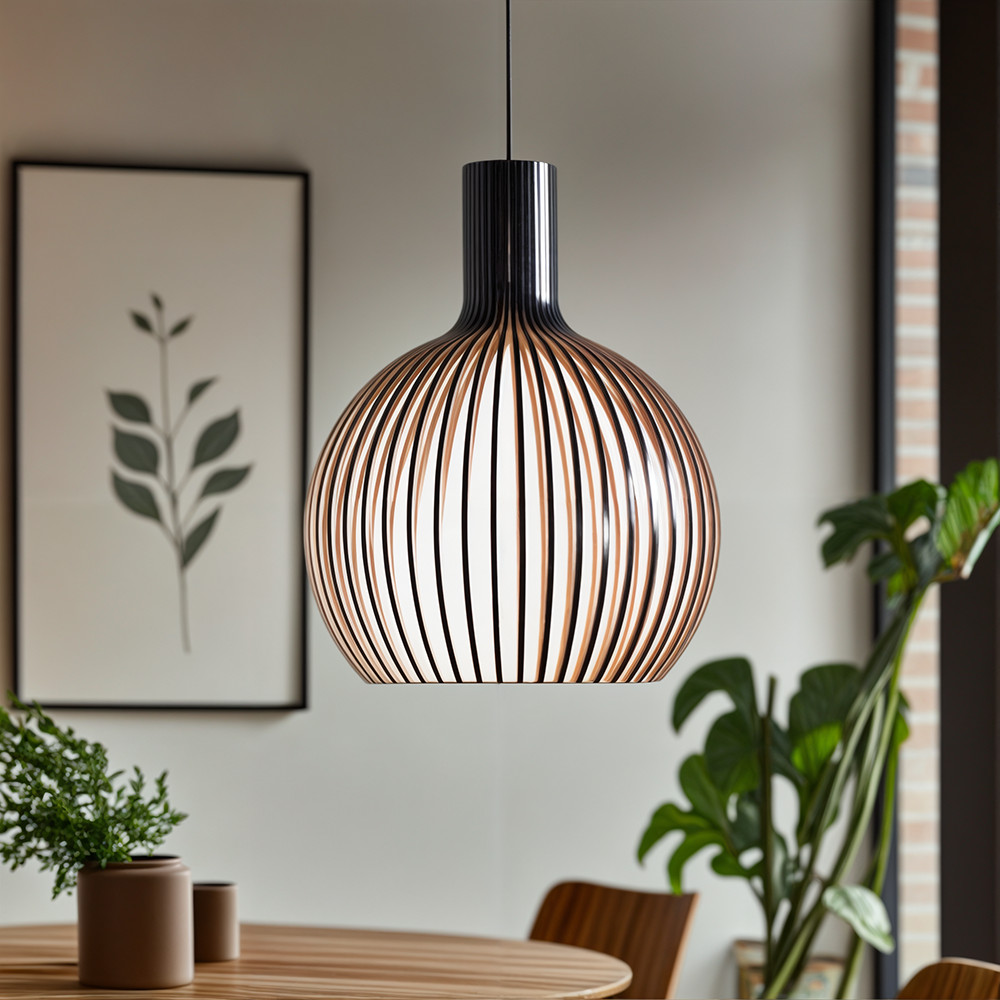 FjordLoom Rustieke Houten Kooi Hanglamp Verstelbare Kabel