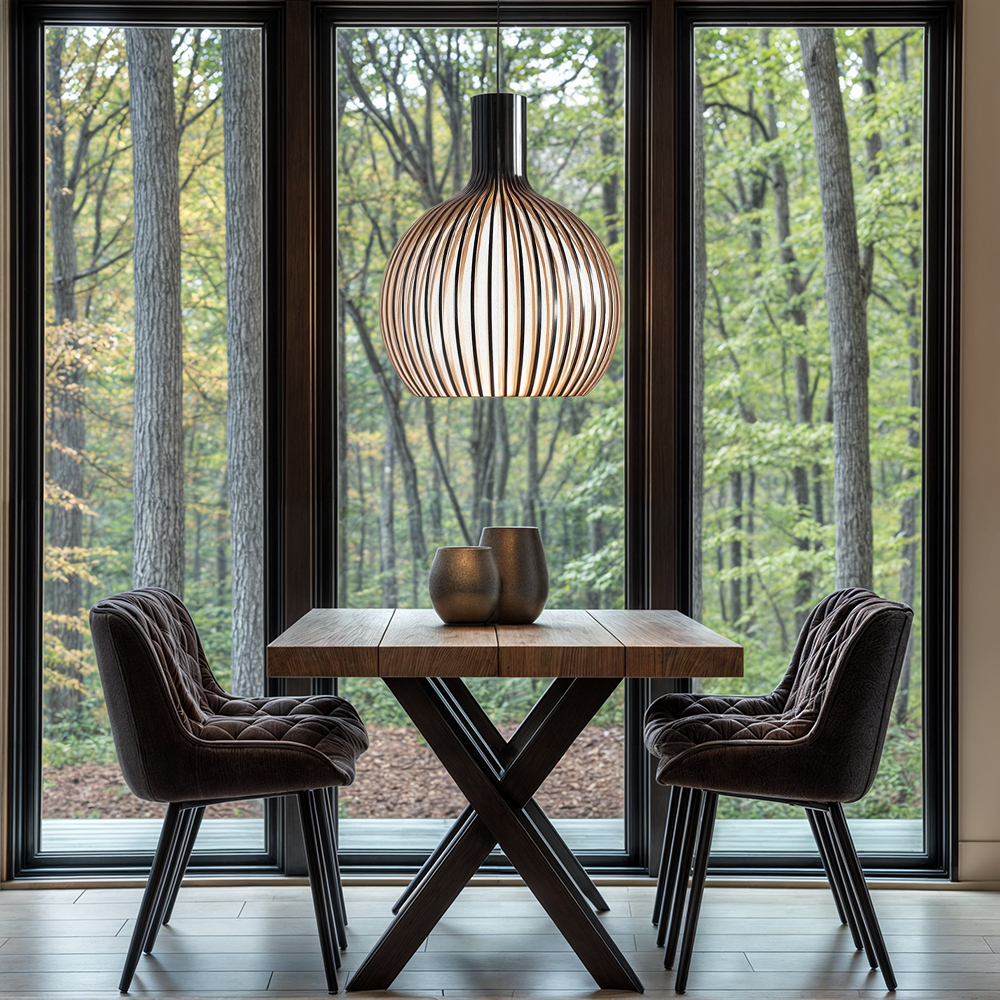 FjordLoom Rustieke Houten Kooi Hanglamp Verstelbare Kabel