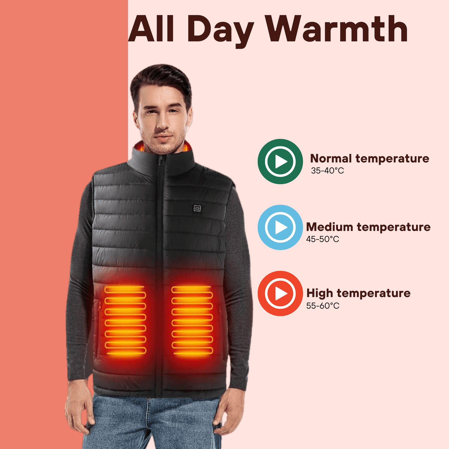 Verwarmd Gilet – Lichtgewicht Bodywarmer Verwarmde Jas voor Ultiem Comfort