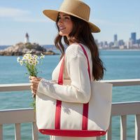 Premium canvas shopper met versterkte stalen details