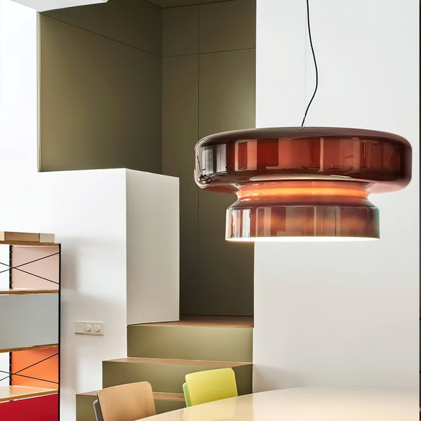 Unieke hanglamp van handgeblazen glas