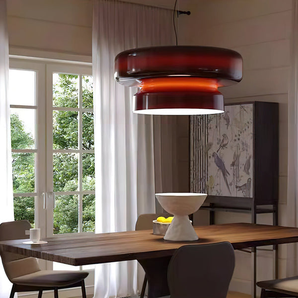 Unieke hanglamp van handgeblazen glas