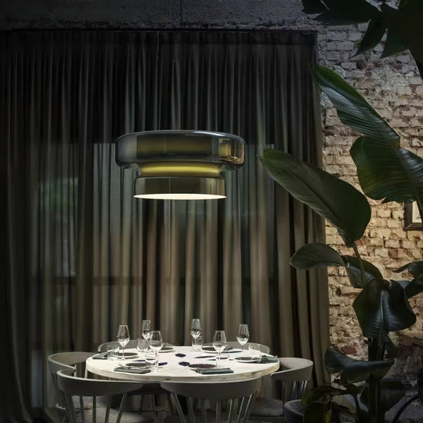 Unieke hanglamp van handgeblazen glas
