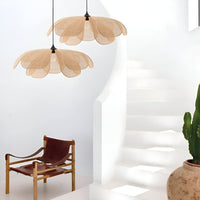 Bamboe Riet Petal Rustic Wicker Hanglamp