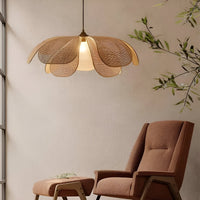 Bamboe Riet Petal Rustic Wicker Hanglamp