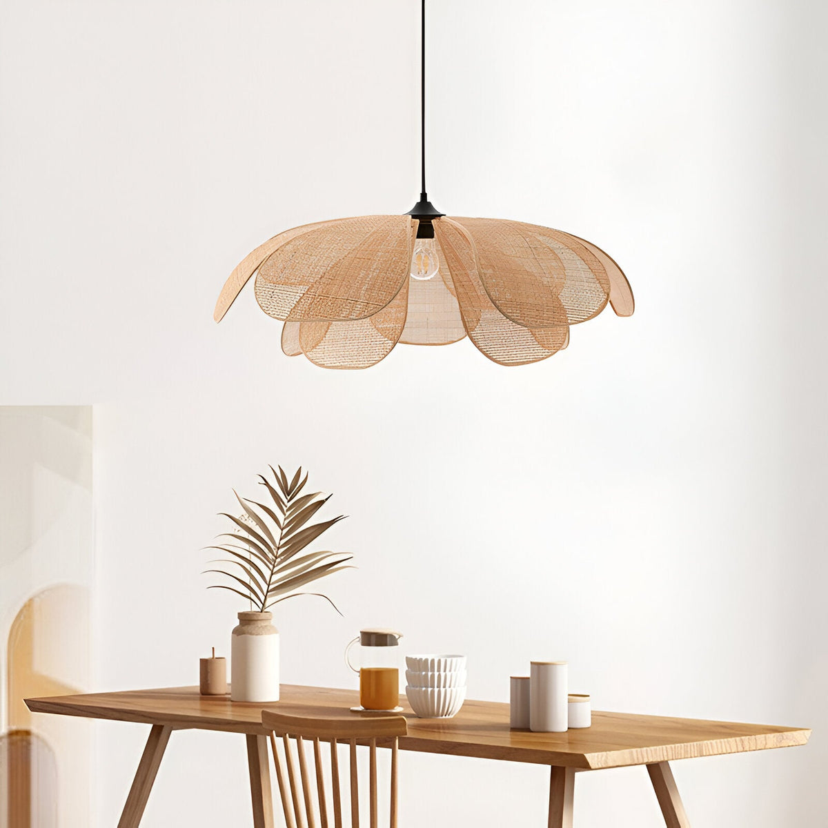 Bamboe Riet Petal Rustic Wicker Hanglamp