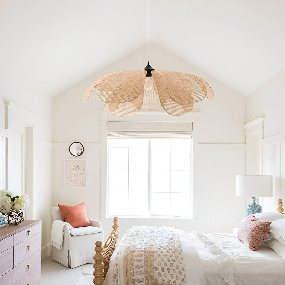 Bamboe Riet Petal Rustic Wicker Hanglamp
