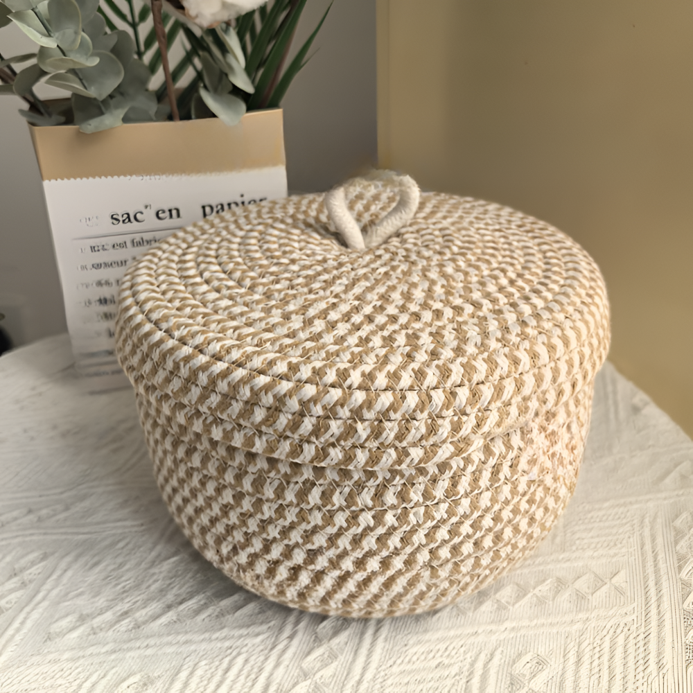 Mirellia – Ronde Boho Opbergmand Met Deksel