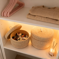 Mirellia – Ronde Boho Opbergmand Met Deksel