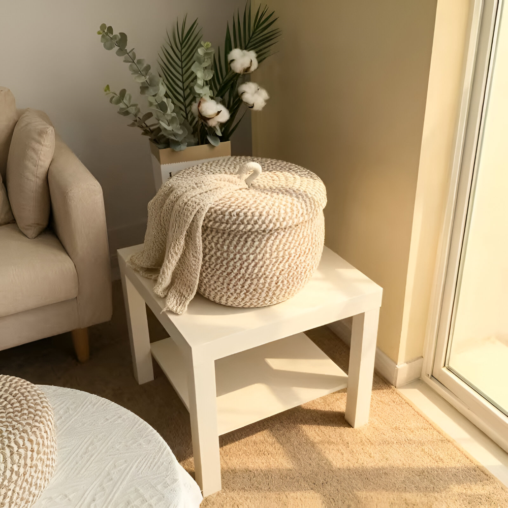 Mirellia – Ronde Boho Opbergmand Met Deksel