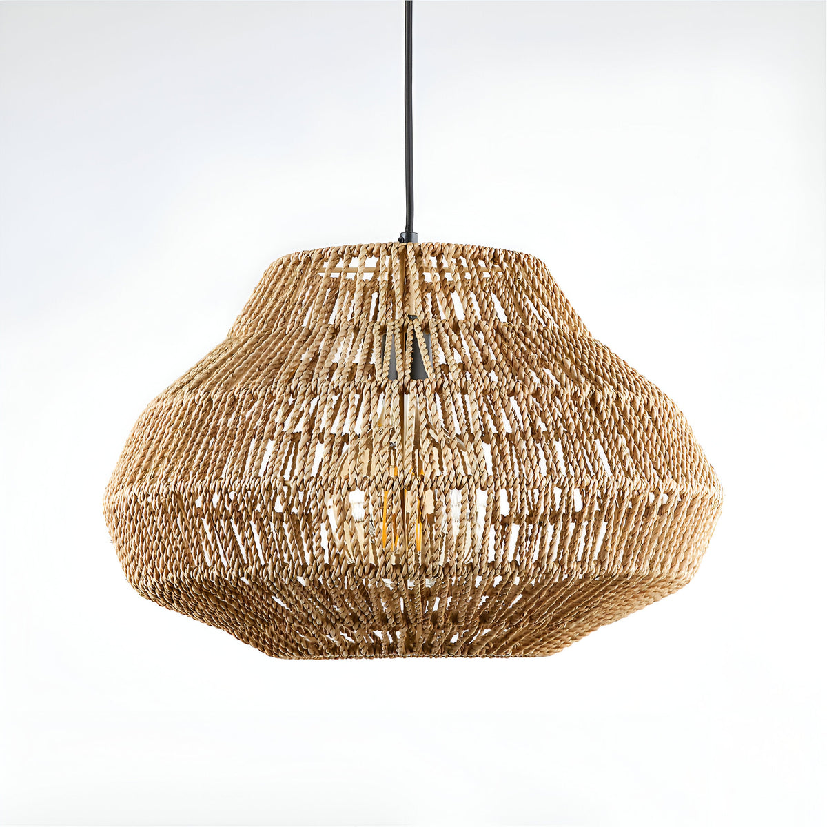 Boho Stijl Geweven Handgemaakte Rieten Hanglamp