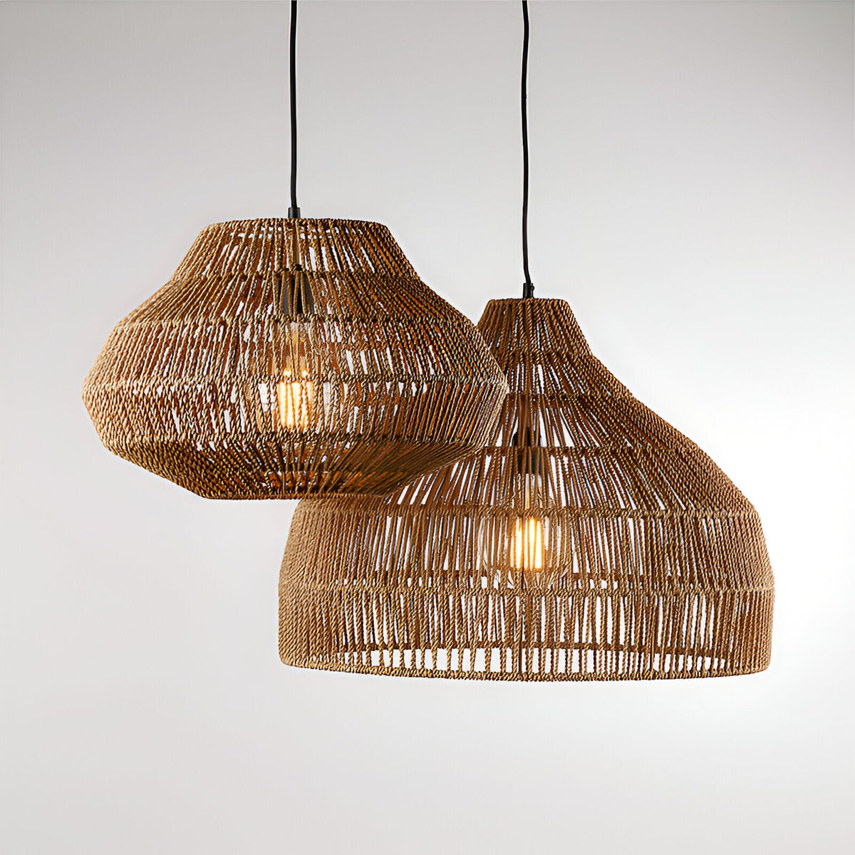 Boho Stijl Geweven Handgemaakte Rieten Hanglamp