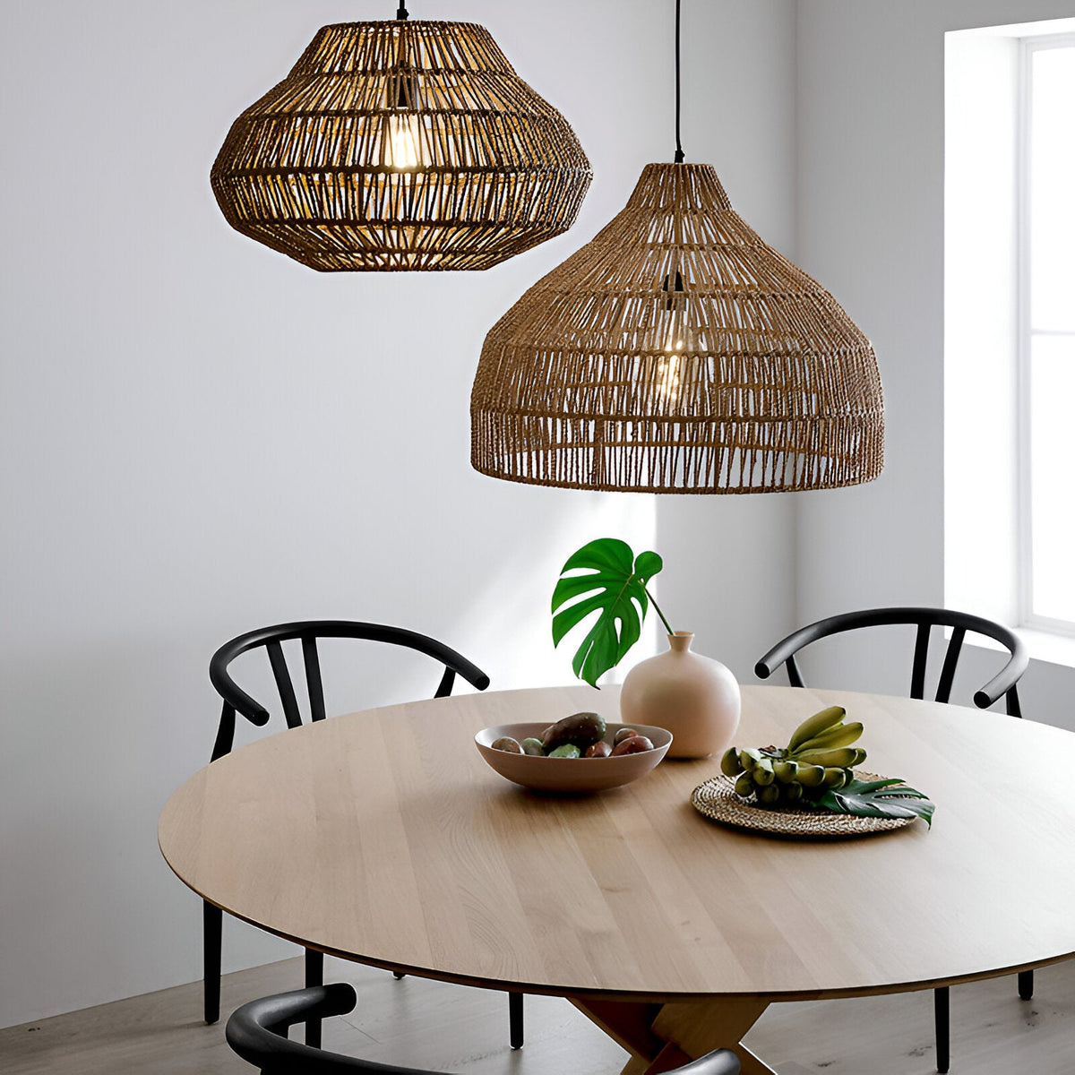Boho Stijl Geweven Handgemaakte Rieten Hanglamp