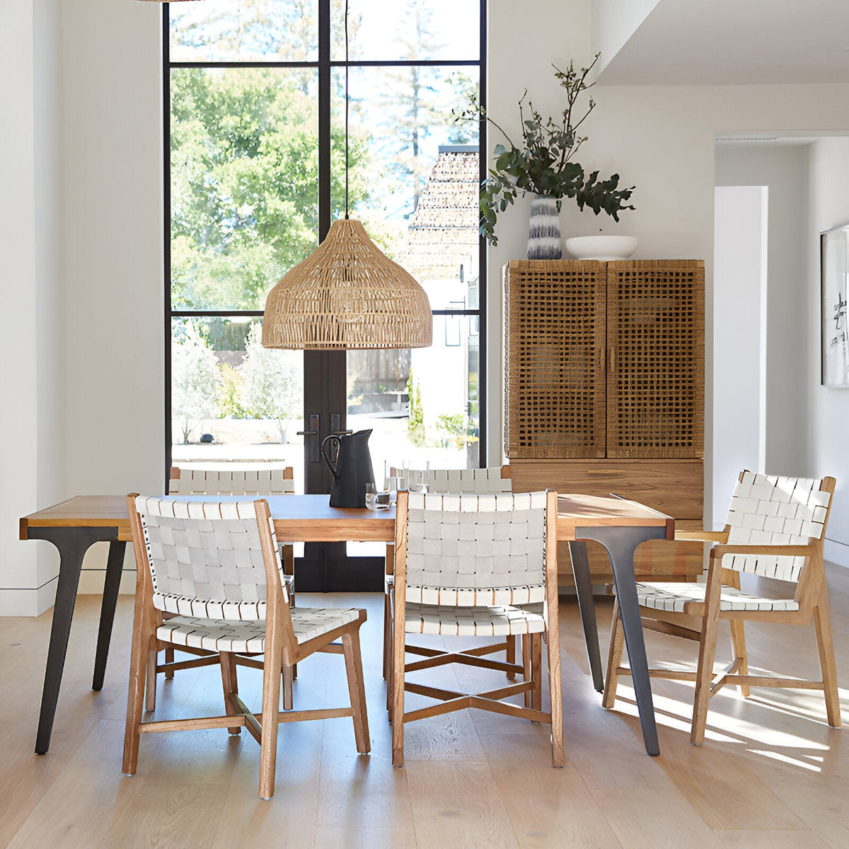 Boho Stijl Geweven Handgemaakte Rieten Hanglamp