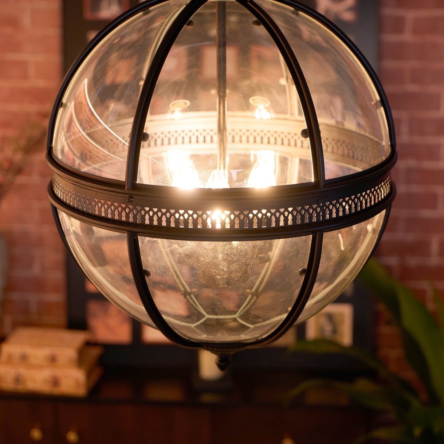 Vintage Glazen Hanglamp Industriële Globe Hangarmatuur