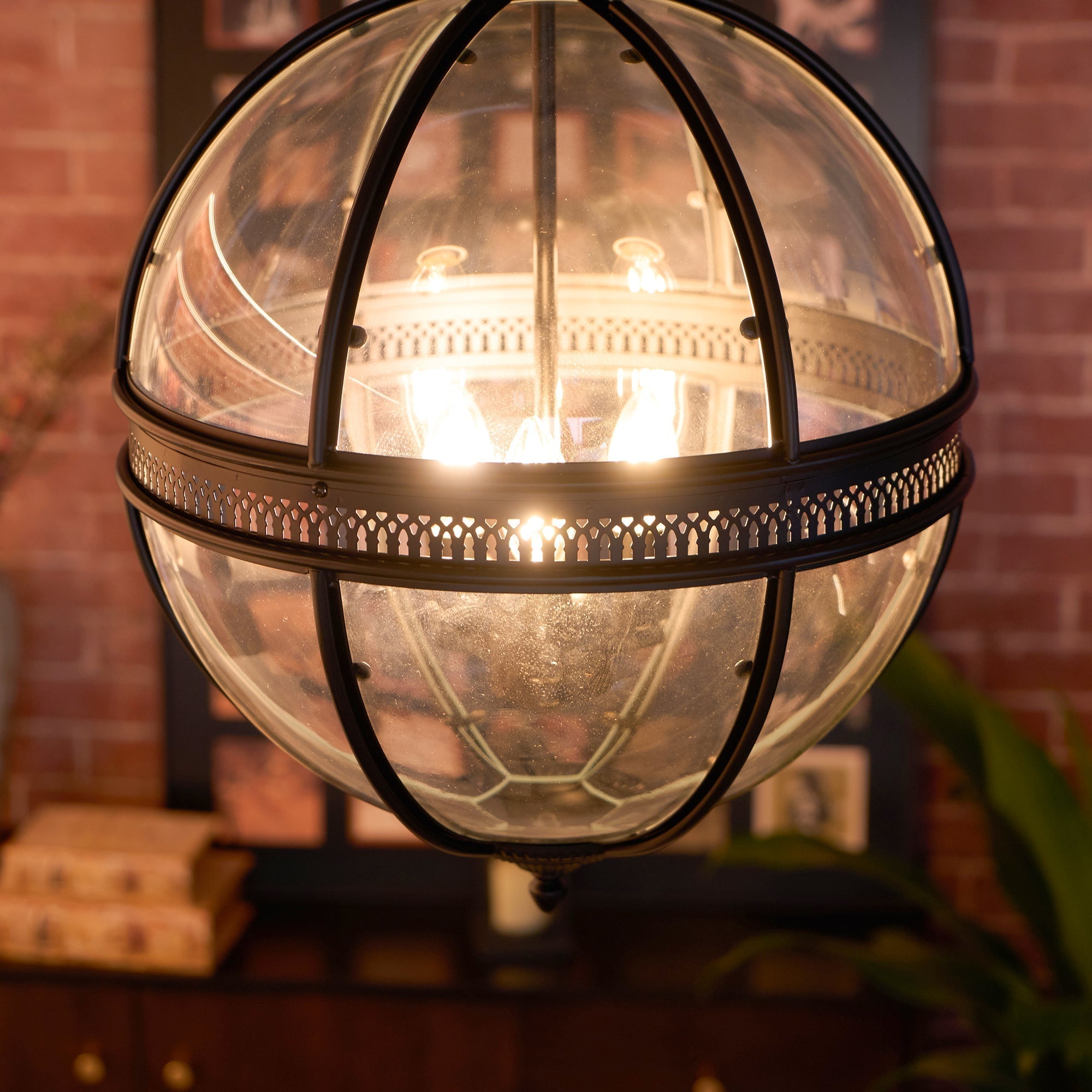 Vintage Glazen Hanglamp Industriële Globe Hangarmatuur