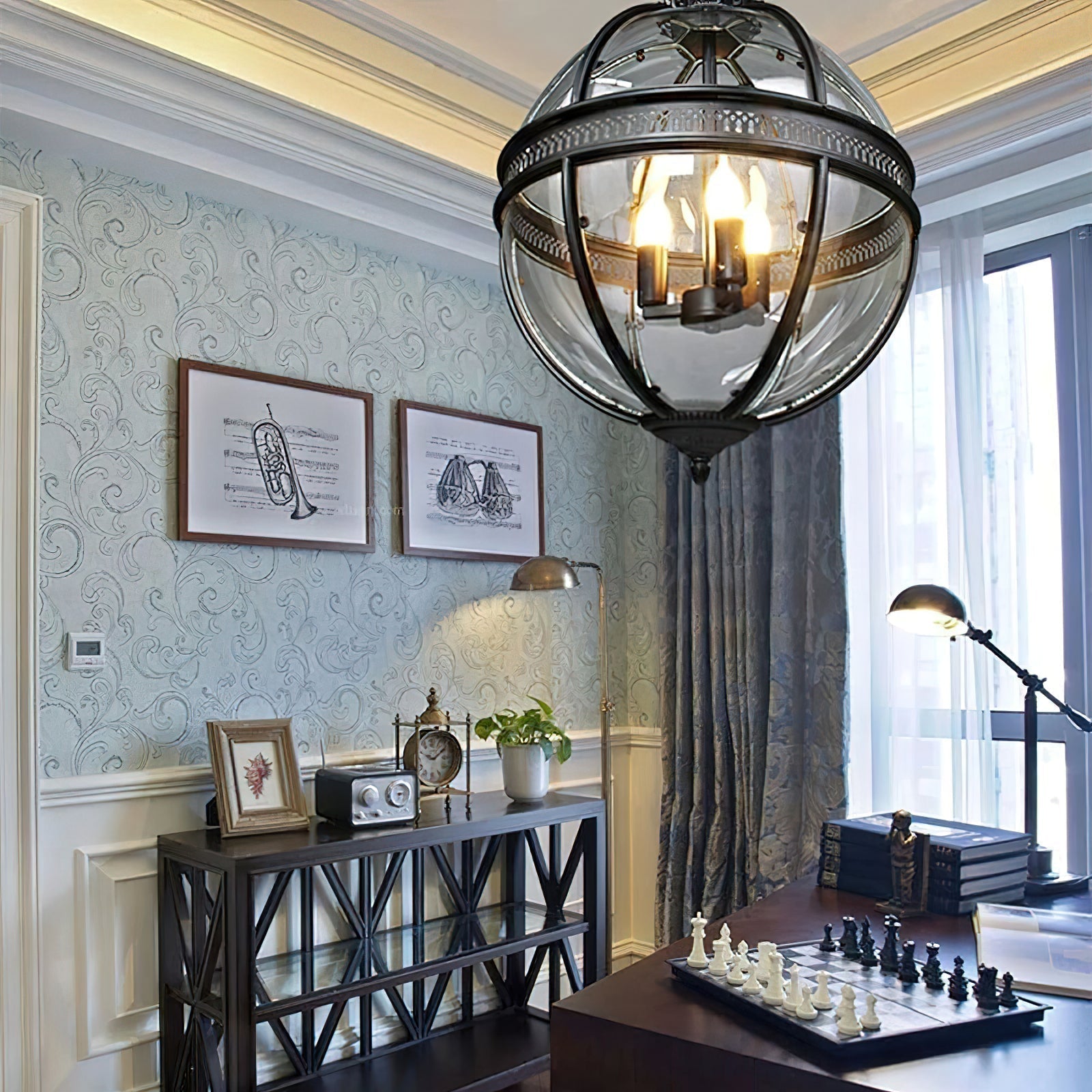 Vintage Glazen Hanglamp Industriële Globe Hangarmatuur