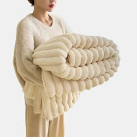 Gestreepte Flanel Fleece Deken – Zacht en Gezellig All-Season Throw