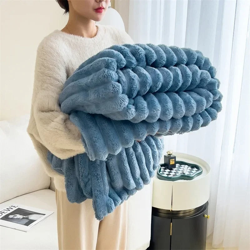Gestreepte Flanel Fleece Deken – Zacht en Gezellig All-Season Throw